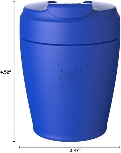 Commuter Travel Mug - Insulated Stainless Steel Reusable Coffee Cup with Spillproof Flip Lid - 12oz/340ml - Black