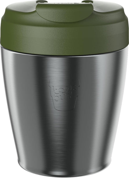 Commuter Travel Mug - Insulated Stainless Steel Reusable Coffee Cup with Spillproof Flip Lid - 12oz/340ml - Black