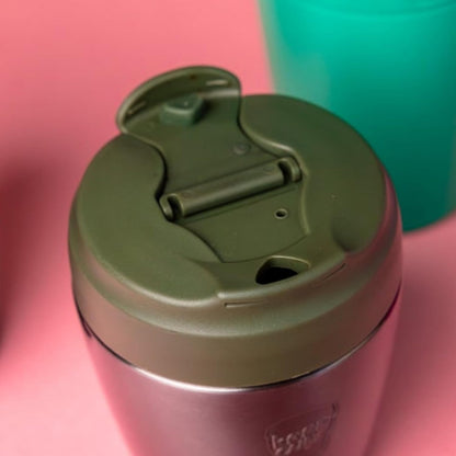Commuter Travel Mug - Insulated Stainless Steel Reusable Coffee Cup with Spillproof Flip Lid - 12oz/340ml - Black