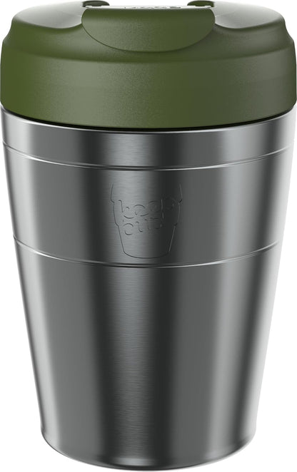 Commuter Travel Mug - Insulated Stainless Steel Reusable Coffee Cup with Spillproof Flip Lid - 12oz/340ml - Black