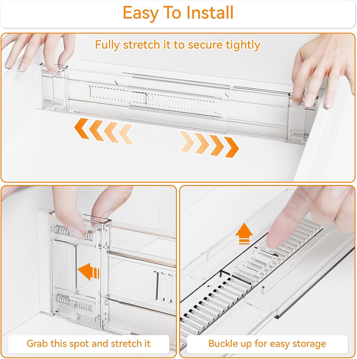 4 Pack 3.2 Inch Shallow Acrylic Drawer Dividers for Clothes,Expandable Deep Dresser Dividers From 15 to 21'',Adjustable Drawer Separators for Dresser,Nursery and Baby Clothing,Sock,Underwear