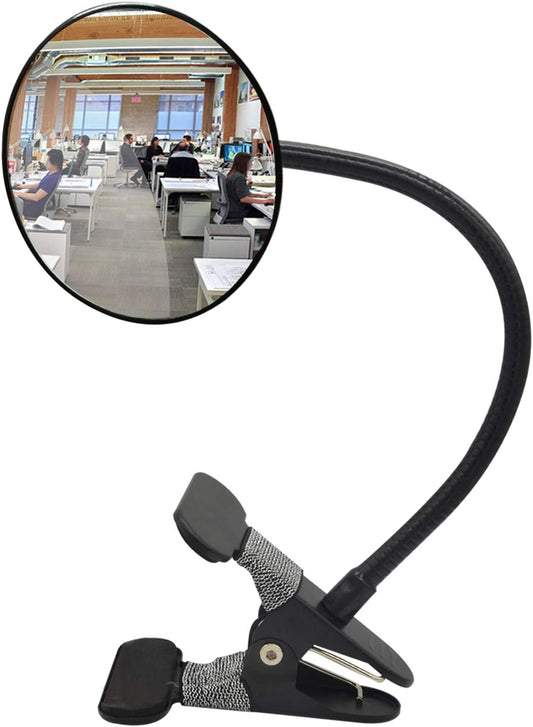Acrylic Clip On Rear View Cubicle Mirror, Flexible Convex Security Mirror for Personal Safety Desk Rearview Monitors or Anywhere (3.75", Round)