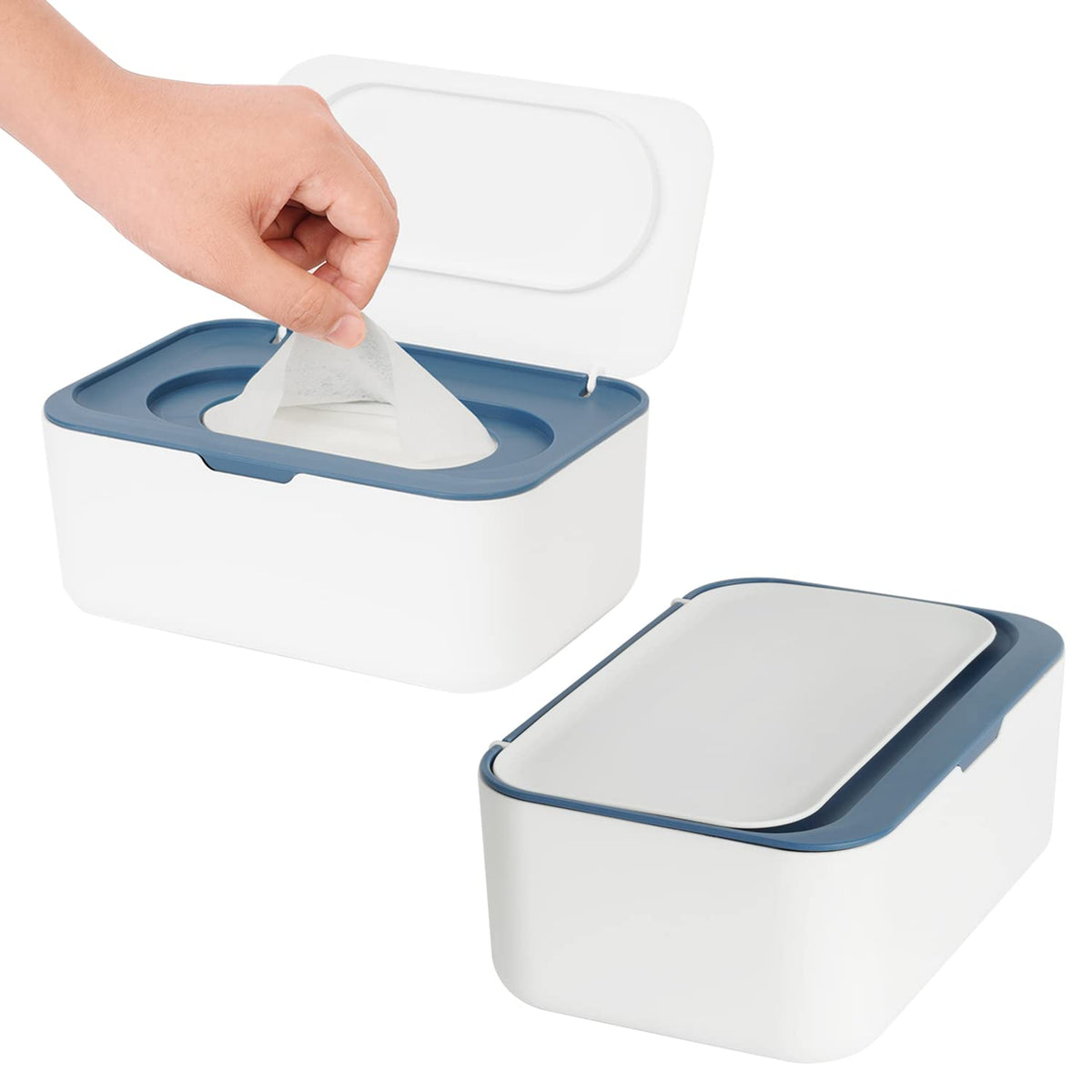 Wipes Dispenser, Wipe Holder for Baby & Adult, Refillable Baby Wipe Container, Keeps Wipes Clean. Non-Slip, Easy Pull Wipes Pouch Case, Grey