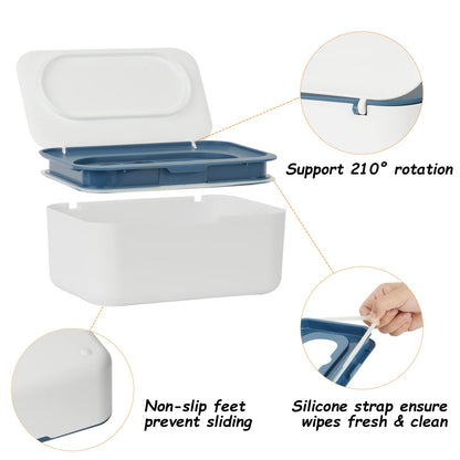 Wipes Dispenser, Wipe Holder for Baby & Adult, Refillable Baby Wipe Container, Keeps Wipes Clean. Non-Slip, Easy Pull Wipes Pouch Case, Grey