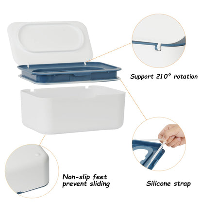 Wipes Dispenser, Wipe Holder for Baby & Adult, Refillable Baby Wipe Container, Keeps Wipes Clean. Non-Slip, Easy Pull Wipes Pouch Case, Grey