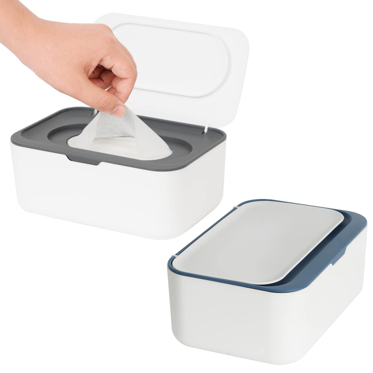 Wipes Dispenser, Wipe Holder for Baby & Adult, Refillable Baby Wipe Container, Keeps Wipes Clean. Non-Slip, Easy Pull Wipes Pouch Case, Grey