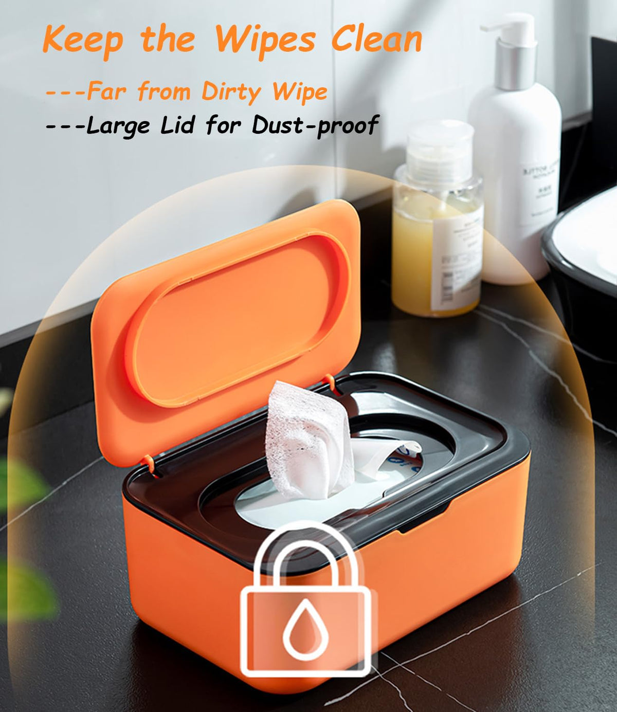 Wipes Dispenser, Wipe Holder for Baby & Adult, Refillable Baby Wipe Container, Keeps Wipes Clean. Non-Slip, Easy Pull Wipes Pouch Case, Grey