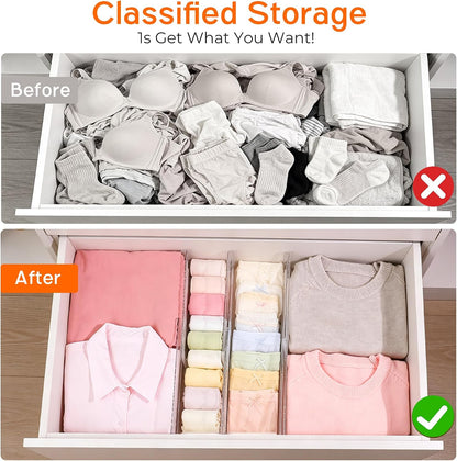 8 Pack 4" High Drawer Dividers for Clothes, 10.2"-16.5" Expandable