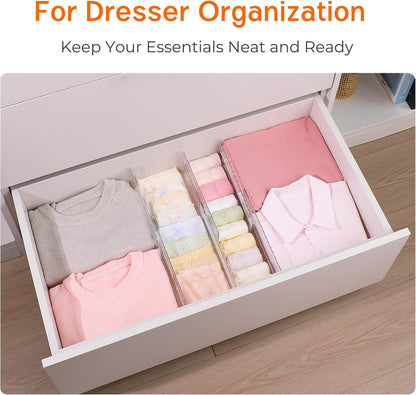 8 Pack 4" High Drawer Dividers for Clothes, 10.2"-16.5" Expandable