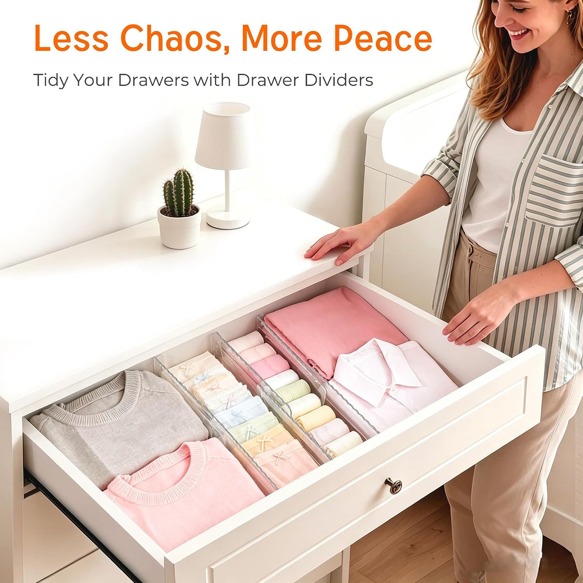 8 Pack 4" High Drawer Dividers for Clothes, 10.2"-16.5" Expandable