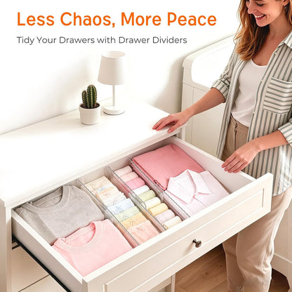 8 Pack 4" High Drawer Dividers for Clothes, 10.2"-16.5" Expandable