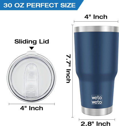 30oz Tumbler with Lid, Stainless Steel Vacuum Insulated Water Coffee Tumbler, Double Wall Powder Coated Travel Mug Thermal Cup for Home Outdoor (Navy Blue, 1 Pack)