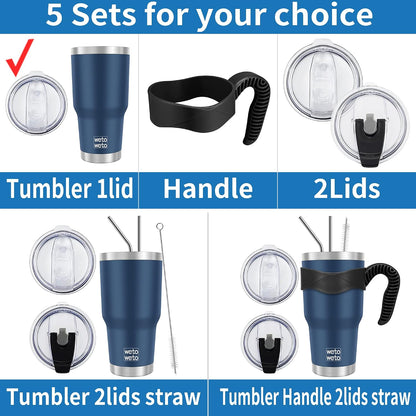 30oz Tumbler with Lid, Stainless Steel Vacuum Insulated Water Coffee Tumbler, Double Wall Powder Coated Travel Mug Thermal Cup for Home Outdoor (Navy Blue, 1 Pack)