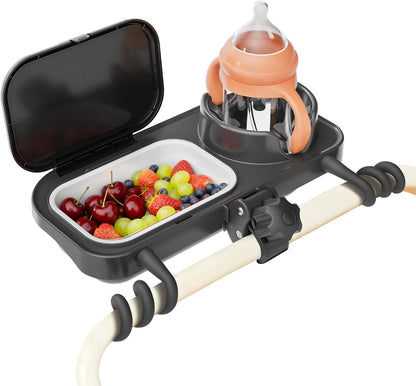Universal Stroller Snack Tray, Easy Clean Removable Silicone Insert