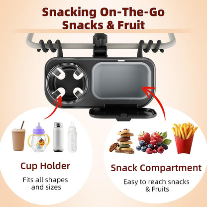 Universal Stroller Snack Tray, Easy Clean Removable Silicone Insert