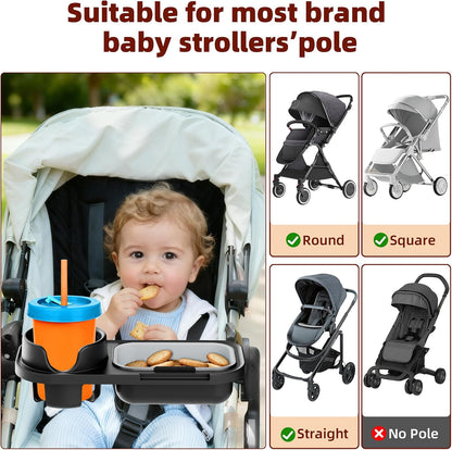 Universal Stroller Snack Tray, Easy Clean Removable Silicone Insert