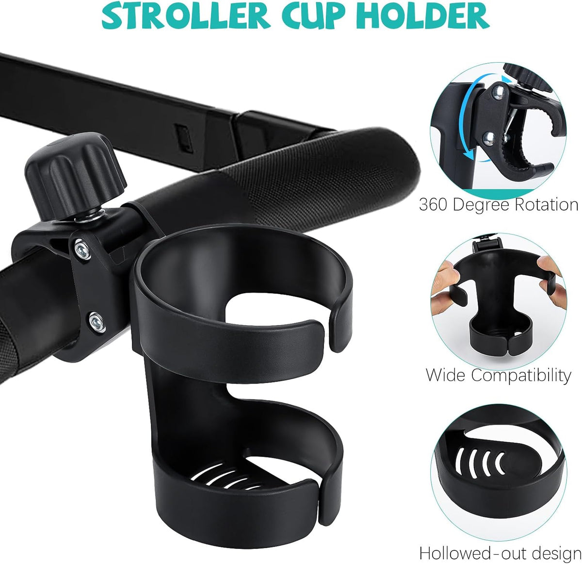 Cup Holder for Stroller Compatible with Nuna Mixx Next Stroller, Water Bottle Holder for Stroller Universal Cup Holder Fit for Uppababy Doona Strollers, Cup & Cold Beverage Holder Stroller Accessories