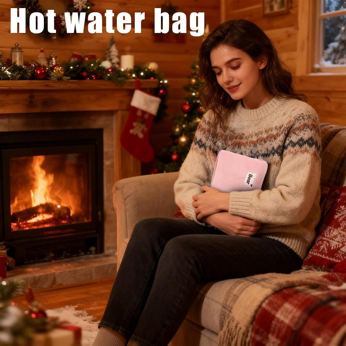 Electric Hot Water Bag, Hot Water Bottle with Cover, Leak-Proof Rechargeable Hand Warmer, Heating Pad Hots Waters Bottle, for Winter Cold Weather Period Cramps Muscles Neck