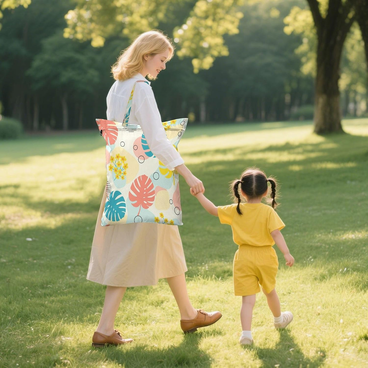 Leaves Flowers Waterproof Travel Laundry Bag Washable 2 Count