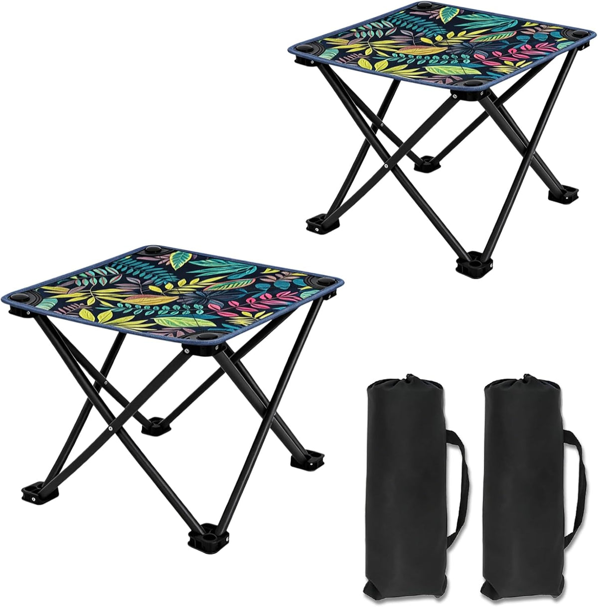 Portable Collapsible Stool Outdoor Folding Chair Small Camping Stool for Hiking,Fishing,Gardening,Beach and Travel with Carry Bag (1 Pack,Pattern)