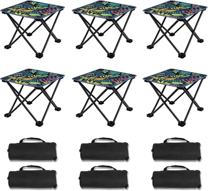 Portable Collapsible Stool Outdoor Folding Chair Small Camping Stool for Hiking,Fishing,Gardening,Beach and Travel with Carry Bag (1 Pack,Pattern)