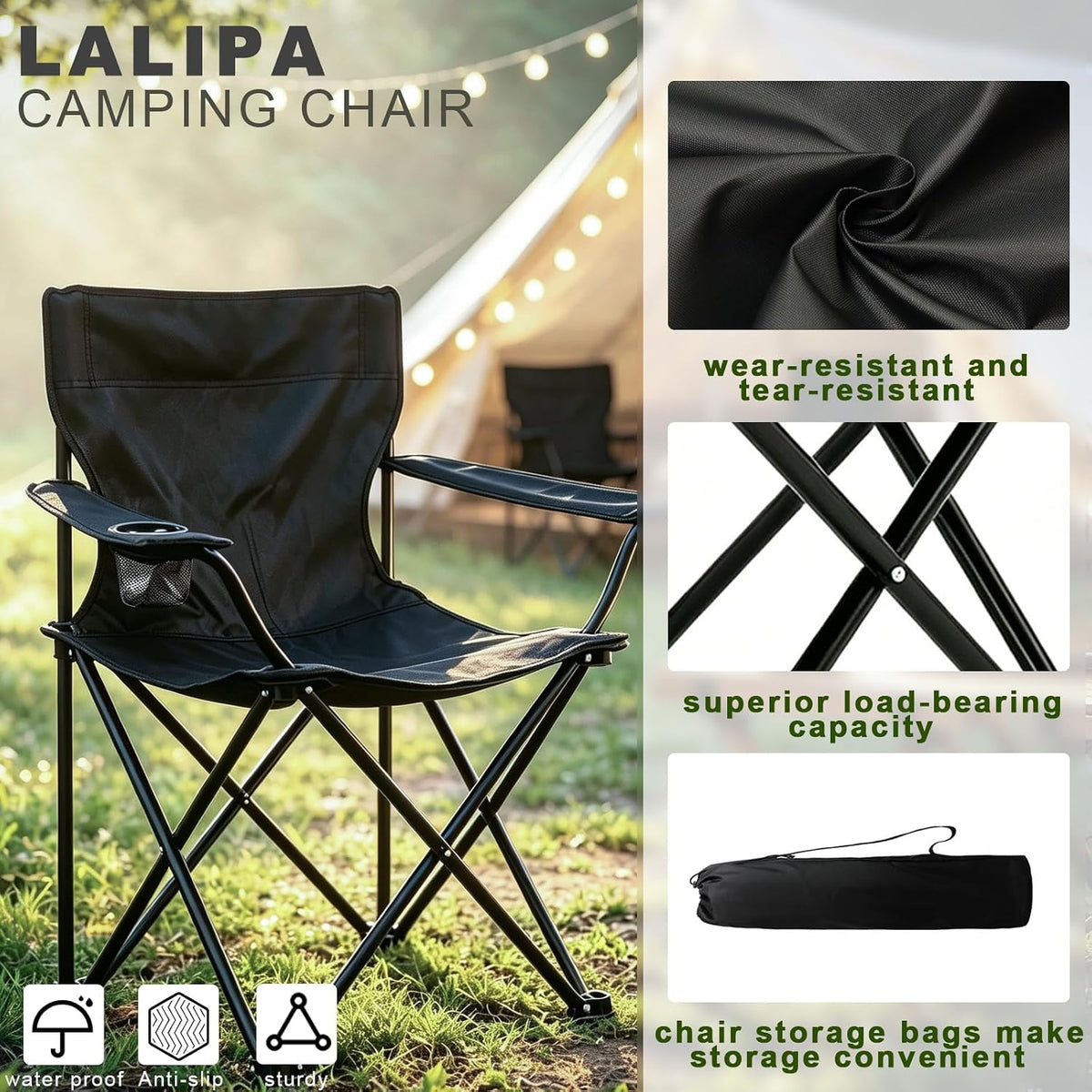 Portable Collapsible Stool Outdoor Folding Chair Small Camping Stool for Hiking,Fishing,Gardening,Beach and Travel with Carry Bag (1 Pack,Pattern)