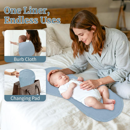 4 Pcs Muslin Changing Pad Liners Fits in Peanut Shape Changing Pad-Blue