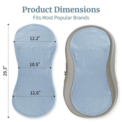4 Pcs Muslin Changing Pad Liners Fits in Peanut Shape Changing Pad-Blue