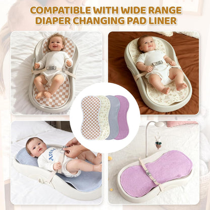 4 Pcs Muslin Changing Pad Liners Fits in Peanut Shape Changing Pad-Blue