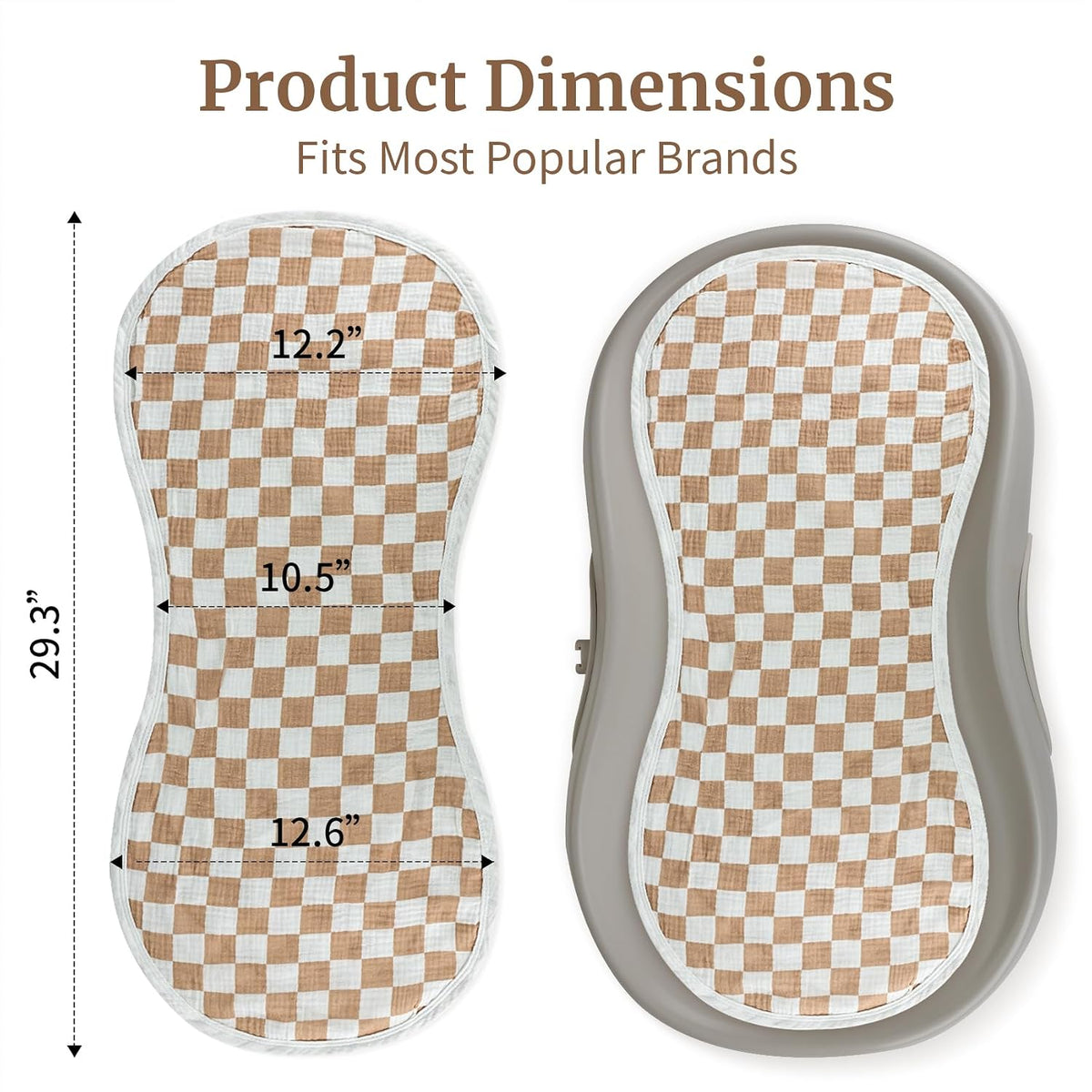 4 Pcs Muslin Changing Pad Liners Fits in Peanut Shape Changing Pad-Blue