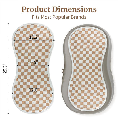 4 Pcs Muslin Changing Pad Liners Fits in Peanut Shape Changing Pad-Blue