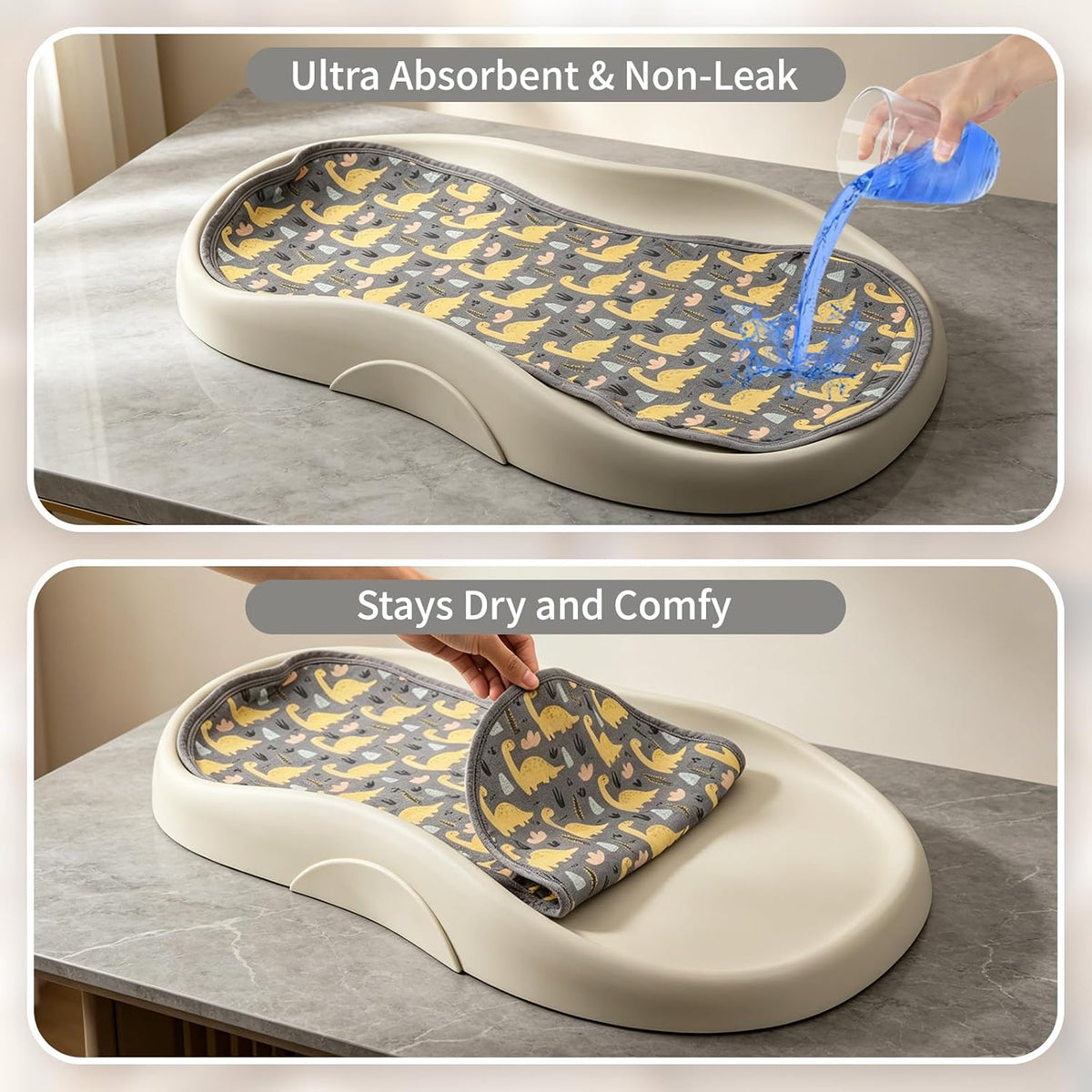 4 Pcs Muslin Changing Pad Liners Fits in Peanut Shape Changing Pad-Blue