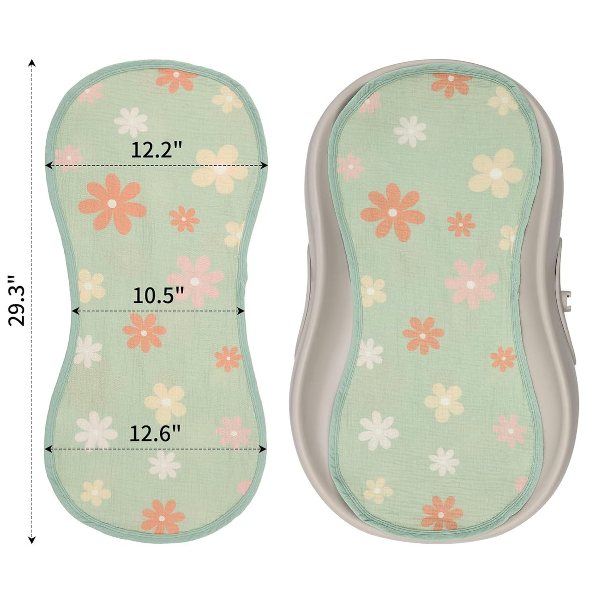 4 Pcs Muslin Changing Pad Liners Fits in Peanut Shape Changing Pad-Blue