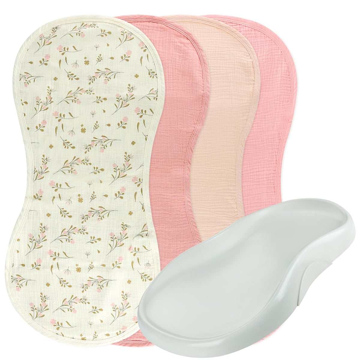4 Pcs Muslin Changing Pad Liners Fits in Peanut Shape Changing Pad-Blue