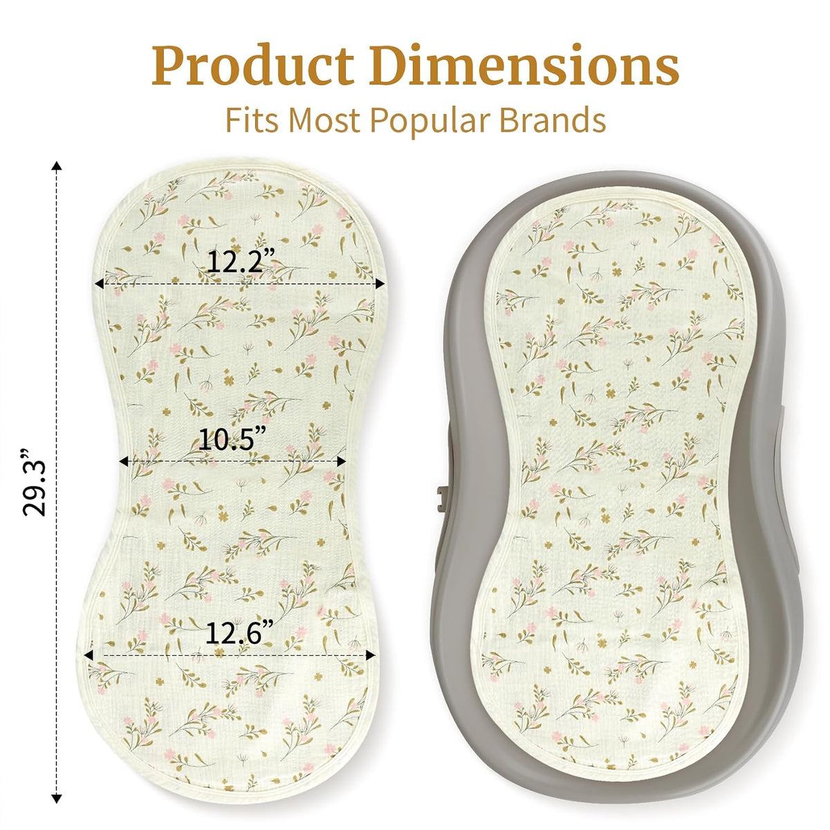 4 Pcs Muslin Changing Pad Liners Fits in Peanut Shape Changing Pad-Blue