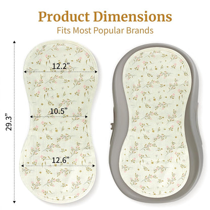 4 Pcs Muslin Changing Pad Liners Fits in Peanut Shape Changing Pad-Blue