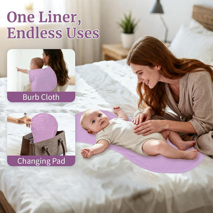4 Pcs Muslin Changing Pad Liners Fits in Peanut Shape Changing Pad-Blue