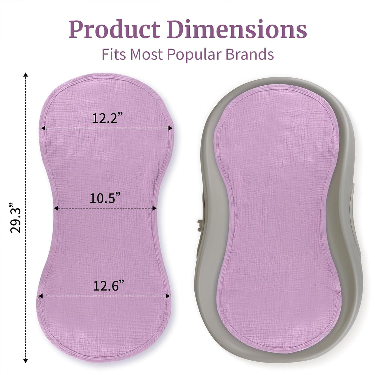 4 Pcs Muslin Changing Pad Liners Fits in Peanut Shape Changing Pad-Blue