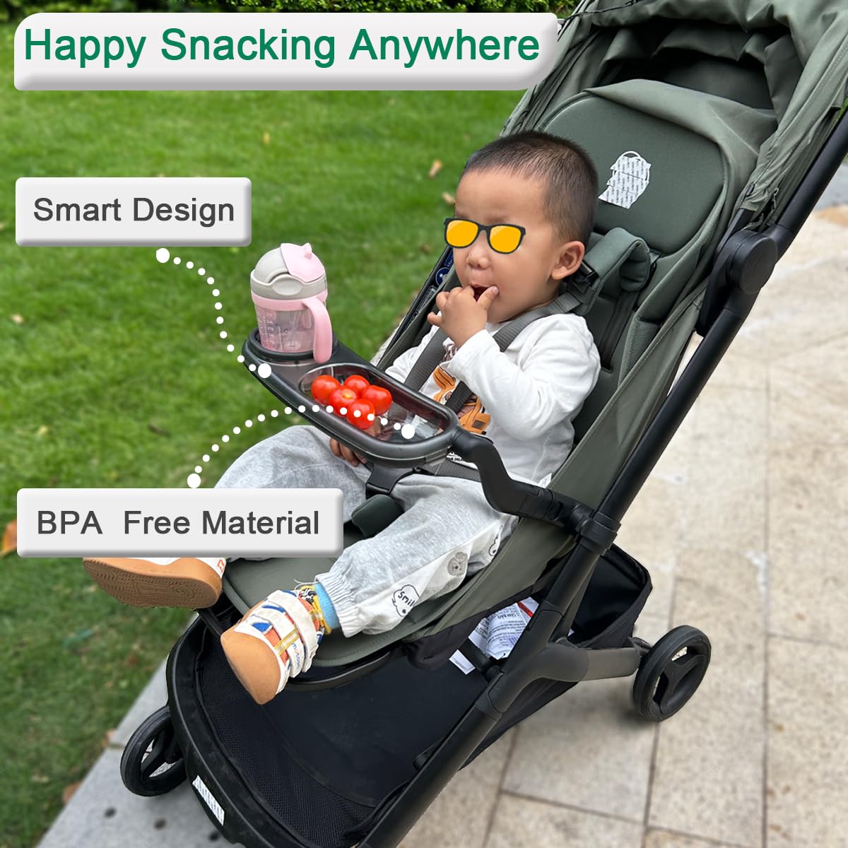 Stroller Snack Tray ONLY Compatible with Bugaboo Butterfly 2 Stroller - BPA-Free Tray - Folding with Stroller - Easy Access- Easy Clean (Not for Butterfly 1)