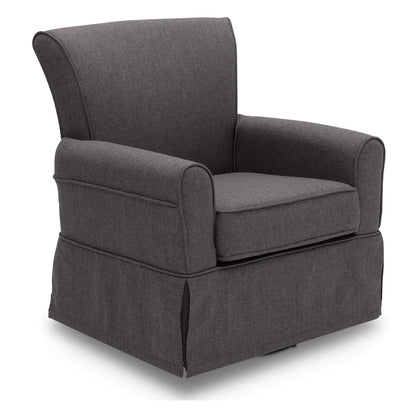 Upholstered Glider Swivel Rocker Chair, Charcoal
