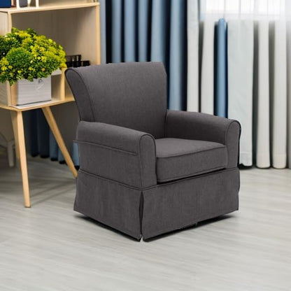Upholstered Glider Swivel Rocker Chair, Charcoal