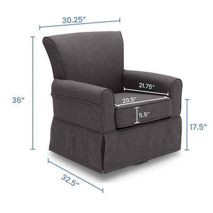 Upholstered Glider Swivel Rocker Chair, Charcoal