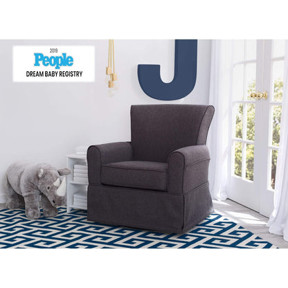 Upholstered Glider Swivel Rocker Chair, Charcoal