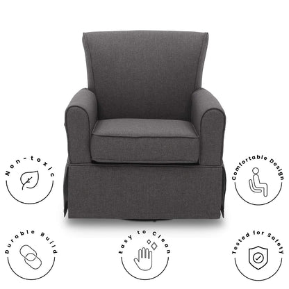 Upholstered Glider Swivel Rocker Chair, Charcoal