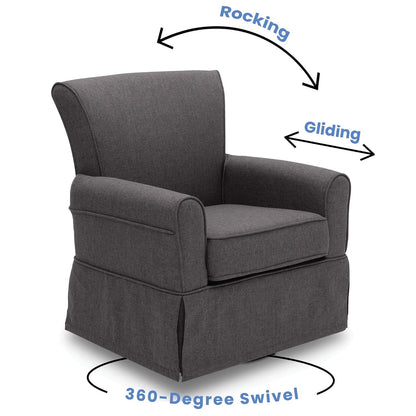 Upholstered Glider Swivel Rocker Chair, Charcoal