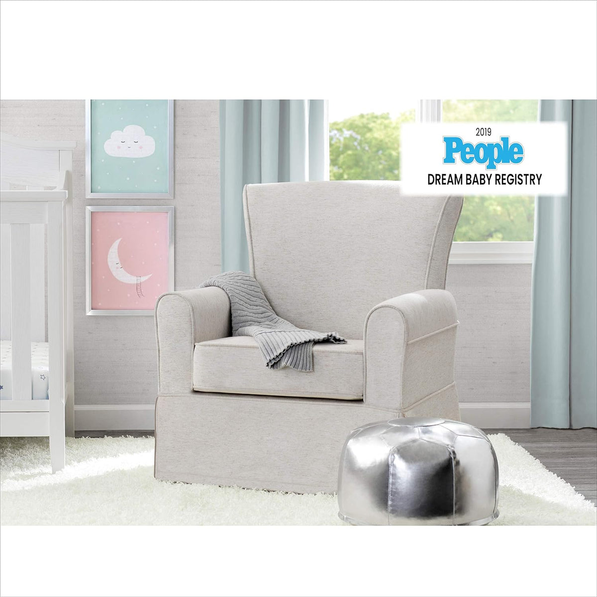Upholstered Glider Swivel Rocker Chair, Charcoal