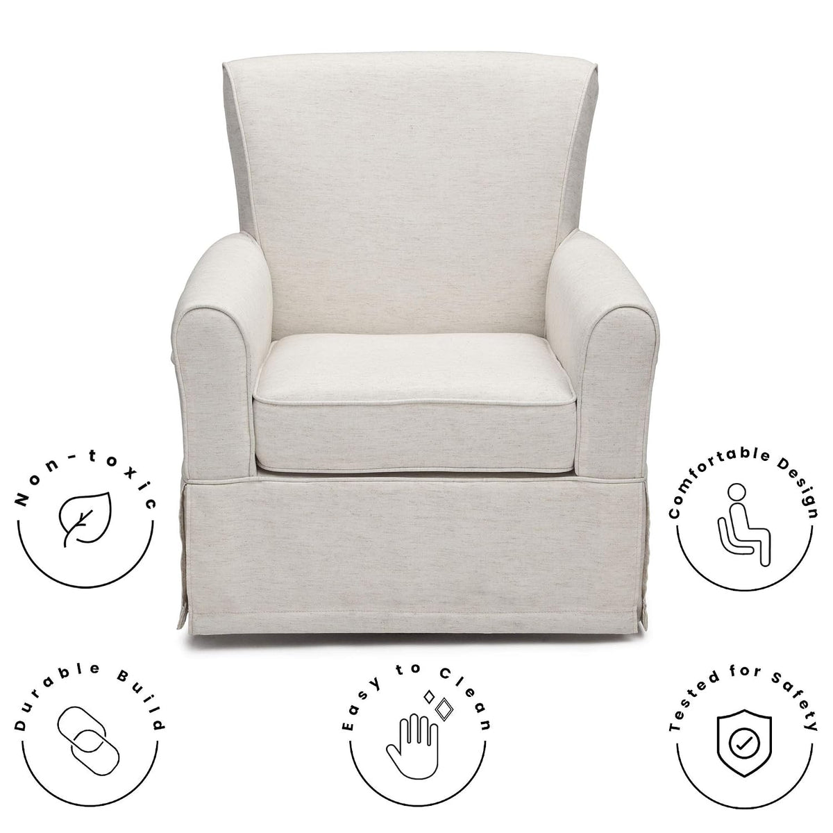 Upholstered Glider Swivel Rocker Chair, Charcoal