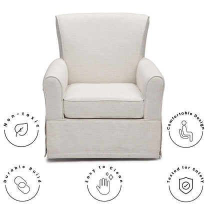 Upholstered Glider Swivel Rocker Chair, Charcoal