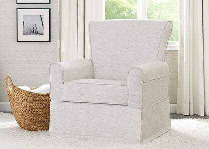 Upholstered Glider Swivel Rocker Chair, Charcoal