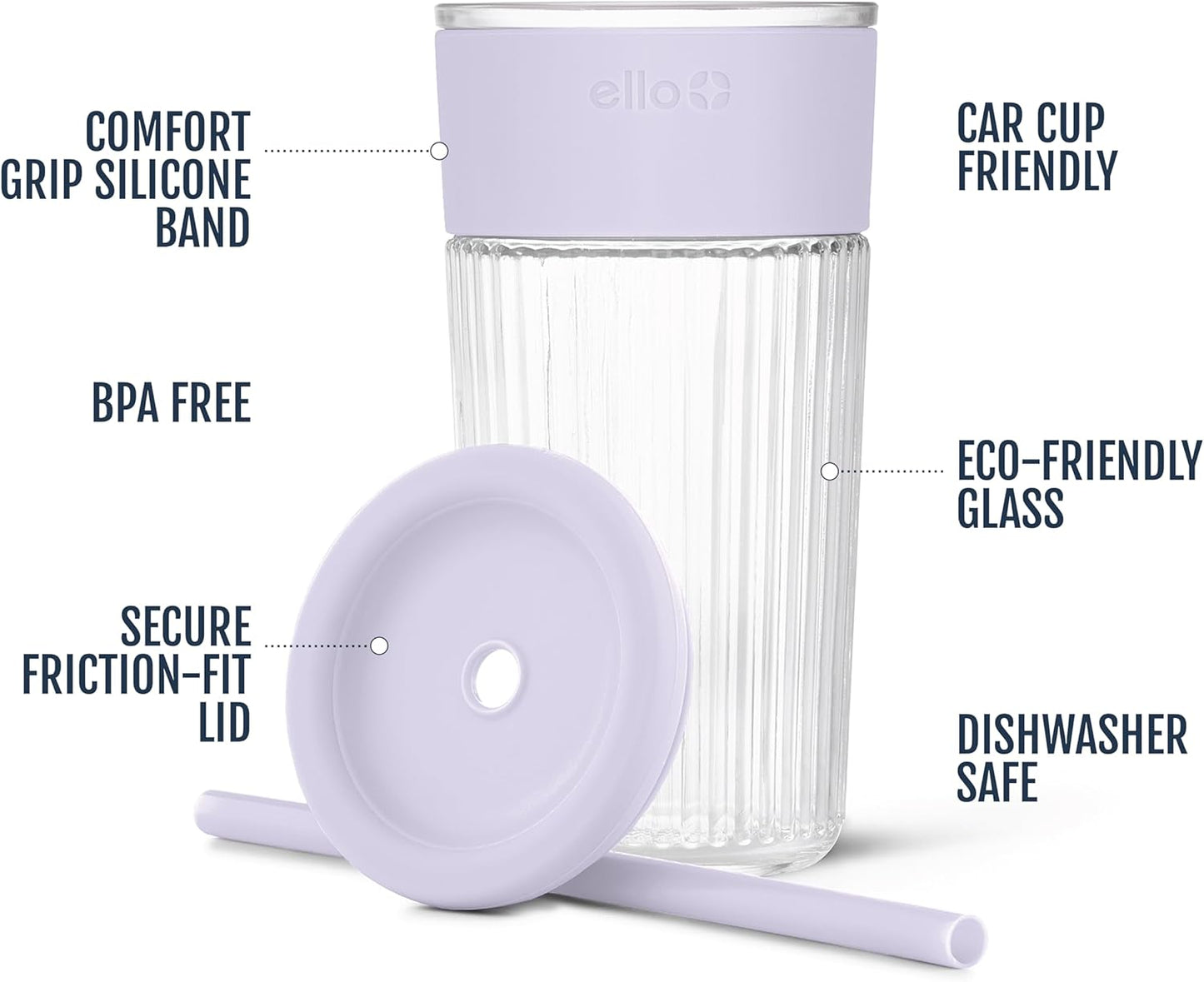 Devon Glass Tumbler , Protective No Sweat Silicone Sleeve and Splash Proof Wooden Detail Lid with Straw, 18 oz | Glass smoothie cup with friction-fit lid. BPA-free, great for iced coffee, tea, and cold drinks.